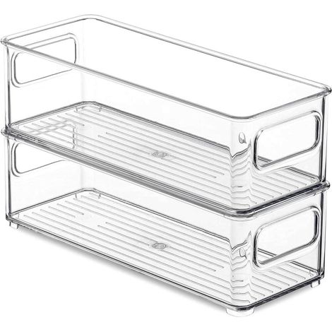 [Lot de 2] Boite de Rangement Frigo Transparent - Boite Rangement Cuisine avec Poignées Organisateur (1/5)