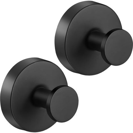 Set di 4 ganci a ventosa senza foratura, in acciaio inox, impermeabili e riutilizzabili, per bagno, piastrelle, asciugamani da doccia (nero, set da 4) (1/5)
