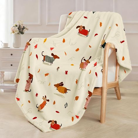 Couverture Polaire Enfant 120x150cm, Flanelle Plaid Polaire Teckel Douce et Duveteux, Couverture Enfant Animal Impression Blanket Jeté de Canapé lit 1 Personnes (1/5)
