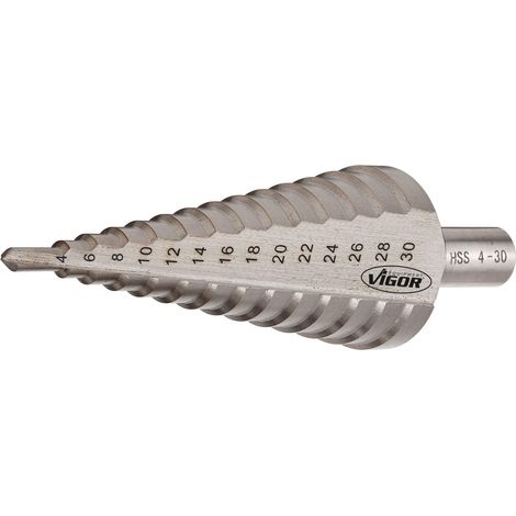 VIGOR HSS-Stufenbohrer 4?–?30 mm V2396 Gesamtlänge: 100 mm (1/2)