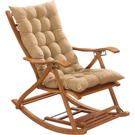 Coussin de chaise longue, épais et large, pour fauteuil à bascule de jardin, inclinable et relaxant, en rotin, pour intérieur et extérieur, couleur camel, 48 x 120 cm (1/4)