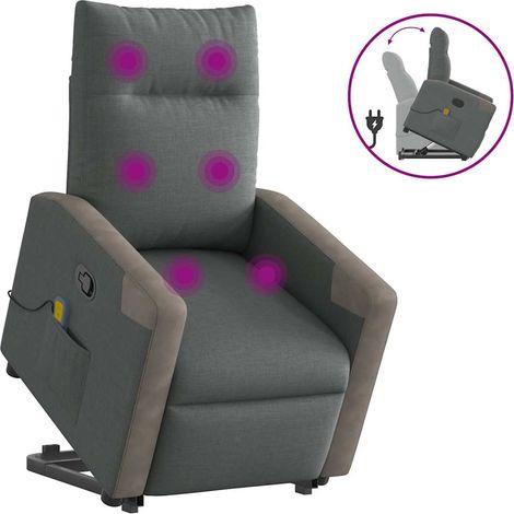 Massagesessel mit Aufstehhilfe Dunkelgrau Stoff vidaXL (1/5)