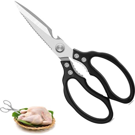 Ciseaux de Cuisine Robuste,5 en 1 Professionnel en Acier Inoxydable,Poignée Ergonomique et Lames en Titane,avec Fonction Dentelée,pour Maison,Viande,Verdure,Poulet,Poisson,Herbe,Noix,Peef (1/5)