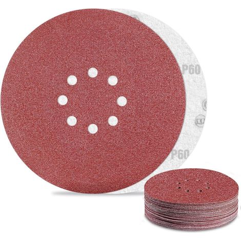 Schleifpapier 225mm Klett Körnung 60 8 Loch Deckenschleifer P60 25PCS (1/5)