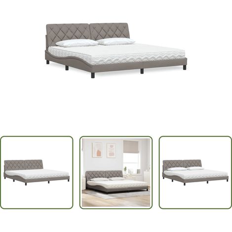 Matelas en mousse - Lit avec matelas taupe 200x200 cm tissu (1/5)