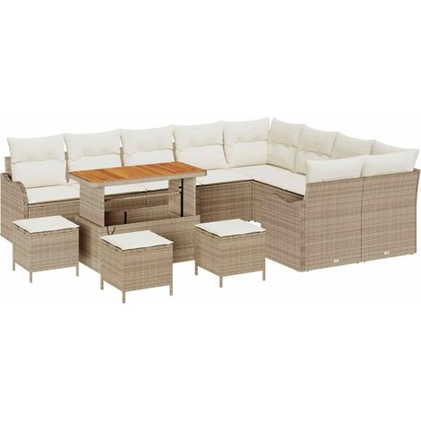 Maison Exclusive - Conjunto de sofás de jardín 13 pcs Beige ratán (1/5)