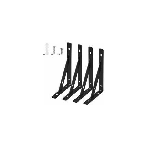 Lot de 4 équerres d'étagère murales, charge lourde, 150x95x15 mm, noir, Fonepro –