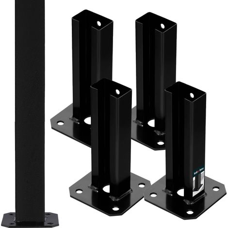 KOTARBAU® 4 Pièces Support Poteau - pour Clôture - à Visser - Pied de Poteau - Acier Revêtu par Poudre - 60 x 40 mm - Noir - Fixation Robuste (1/5)