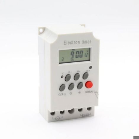 Minuterie Numérique - 220 V - 25 A - Écran LCD - Programmation Quotidienne Et Hebdomadaire - Rail DIN - Blanc (1/4)