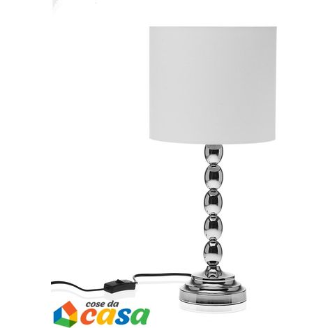 Lampada da tavolo in acciaio moderna lume con cappa bianca  arredo casa ambienti (1/5)