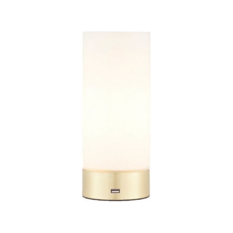 Endon Dara - 1 Lampe de Table Lumineuse Laiton Brossé, Verre Duplex Opale Mat, E14 (1/4)