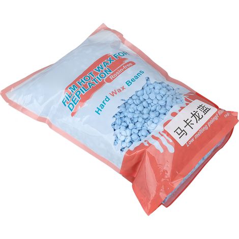 Perles de cire dépilatoire douces et sûres pour hommes et femmes, pour le visage, le maillot, les jambes et les aisselles, 1 kg (35,3 oz), bleu macaron. (1/5)