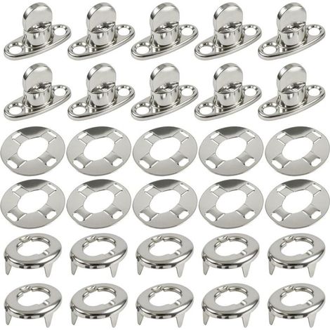 Kits de fermeture à bouton rotatif de qualité marine avec œillet, bases, outils de vis pour auvent de bateau, accessoires de bâche en toile, 10 ensembles (A) (1/4)