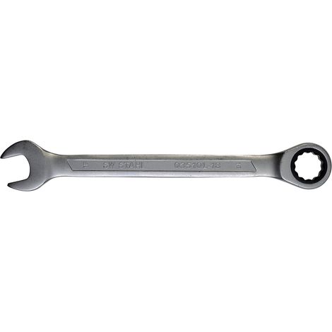 SW-Stahl 03510L-18 Gabelringratschenschlüssel 18 mm I feinverzahnt mit 72 Zähnen I Maulschlüssel mit Ringratsche I Ringratschenmaulschlüssel I Ringmaulschlüssel