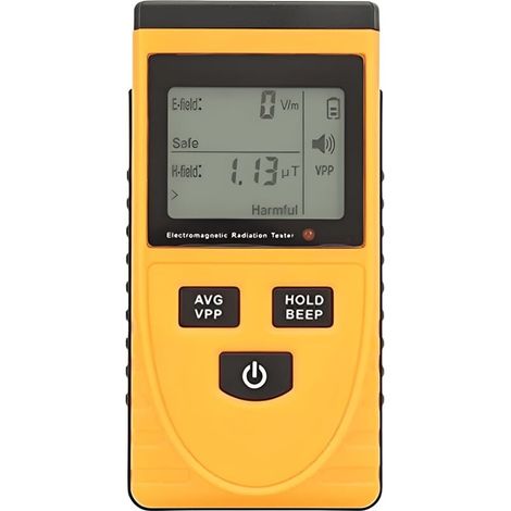 Compteur Geiger- Détecteur de Rayonnement Electromagnétique EMF Portable avec Alarme Sonore et Lumineuse Testeur de Rayonnement de Champ Magnétique LCD Numérique (1/4)