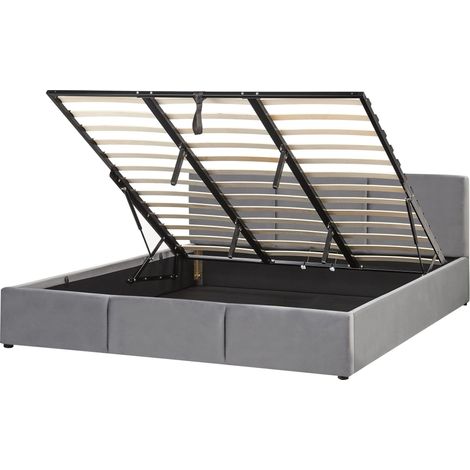 Ottoman Bed Velvet BOUSSE 180 x 200 cm (EU Super King) Dark Grey