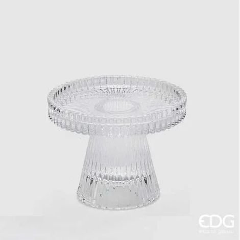 EDG Enzo De Gasperi Portacandela Cono Righe H 7,5 Cm D 9,8 Cm Natural Trasparente