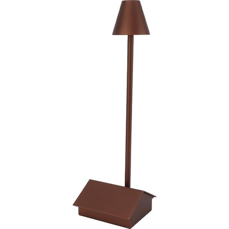 Lampe de table sans fil, alimentée par batterie, en forme de bâtiment, avec variateur d'intensité, commande tactile, batterie 5200 mAh, étanche IP54, lampe de bureau LED marron (1/5)