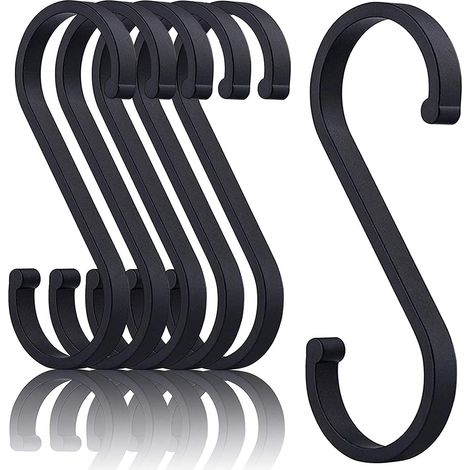 20 schwarze S-Haken, geeignet zum Aufhängen von Kleidung, Handtüchern usw., ideal für Küchen, Schlafzimmer, Gärten und andere Räume.