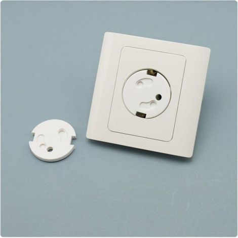 Cache-Prises Français - Protection Électrique Enfant - Mécanisme Pivotant Adhésif 3M - Pour Prises Standard France - Lot De 20 (1/3)
