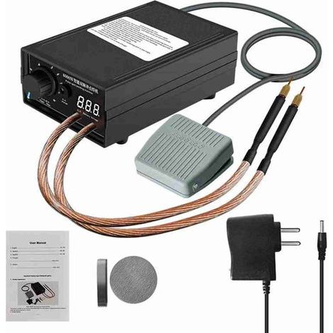 Soudeur par Points Réglable pour Batteries 8000W, Soudeuse à Point Portable 0,1-0,3mm avec Double Sortie D'impulsion 1-9 Vitesses Réglable par Pédale pour Fabrication de Packs de Batteries (1/5)