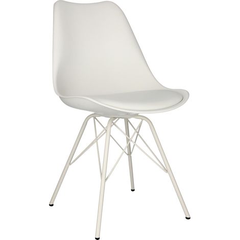 Silla Eris de plástico blanco con cojín de piel ecológica (1/5)