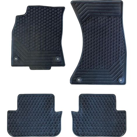 Lupex shop - Set da 4 tappetini in gomma per auto compatibili per A4, adatto a tutte le stagioni, nero, sagomati anteriori e posteriori - KA3831 (1/3)