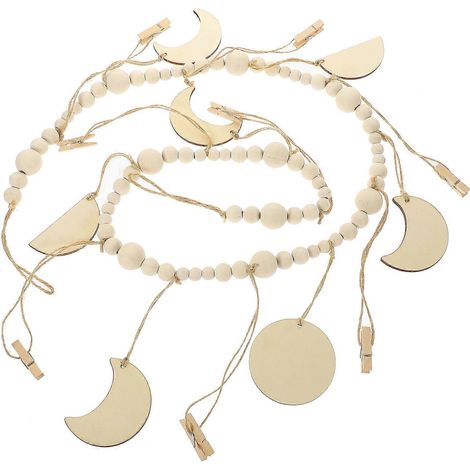 Guirlande de perles en bois à suspendre, 5 pièces avec pinces, pour la décoration de photos (1/5)
