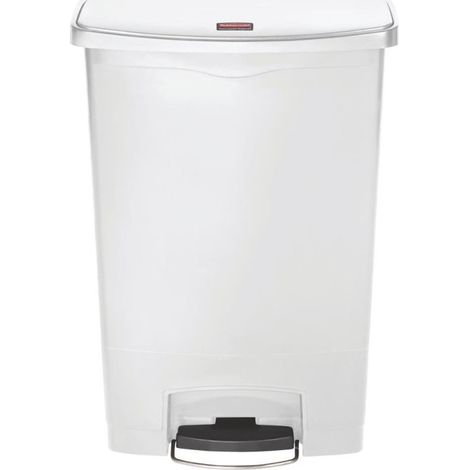 Poubelle à pédale frontale large Step-On Rubbermaid blanche 90L - 637 x 403 x 813 mm - SLIM JIM (1/2)