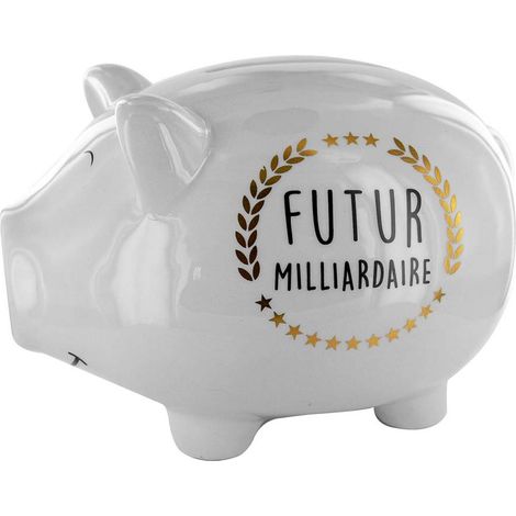 Tirelire cochon XXL – Fente 10cm pour billets – Design blanc – Économie ludique et déco moderne – The Concept Factory (1/4)