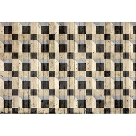 Papier peint panoramique design motif géométrique Tapisserie panoramique crème & noire effet 3D Papiers peints panoramique pour salon (1/3)