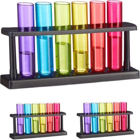 Verres À Shot - Forme Tube À Essai - 40 Ml - Plastique Alimentaire Sans Bpa - Multicolore - Lot De 18 Avec 3 Supports (1/5)