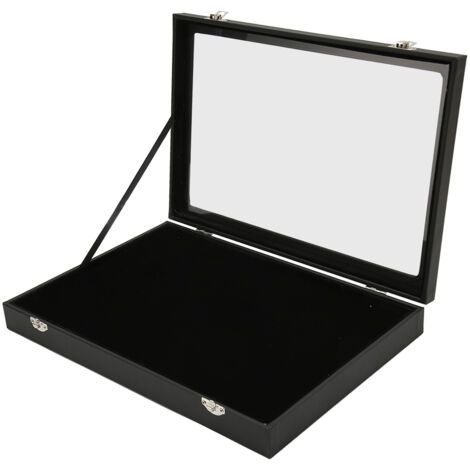 QORVA- Vitrine à épingles pour médailles militaires – Verre anti-poussière – Bois composite et cuir artificiel – 35x24x5cm