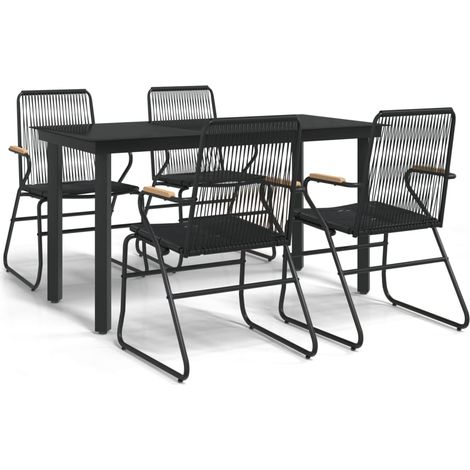 Maison Exclusive - Set da Pranzo da Giardino 5 pz Nero in Rattan PVC