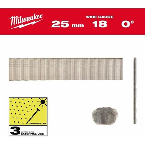 Milwaukee Chiodi inox 18G 25 mm confezione da 5000