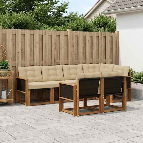 vidaXL Outdoor-Sofagarnitur mit Kissen 7 pcs Natur und Beige (1/5)