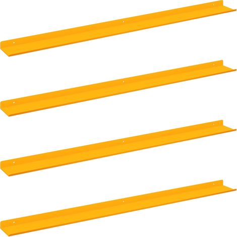 Estante flotante 4 pcs Amarillo Mostaza 100 x 9 x 2,5 cm Acero vidaXL