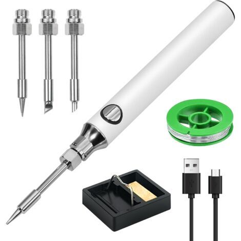 Fer À Souder Kit, Fer De Soudure Électrique Kit De Soudure Portable Sans Fil Température Réglable, Avec 3 Pointes De Soudure, Fil De Soudure, Support De Fer À Souder, Fer À Souder Professionnel Et Sûr (1/5)