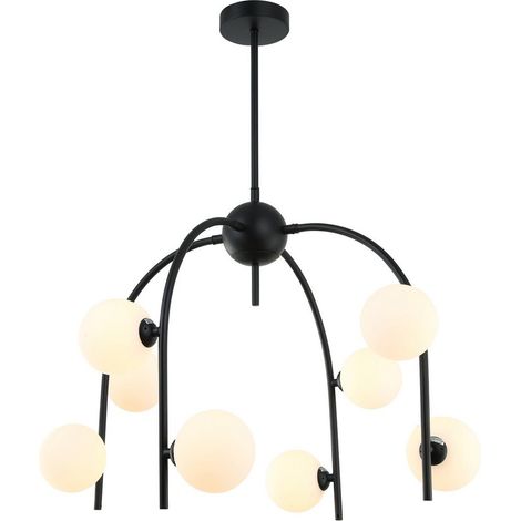 Suspension Italux Celine moderne 8xG9 noir/blanc Ø56