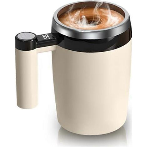 Mug à café magnétique automatique avec agitation, mug auto-mélangeur avec affichage LCD de la température et de la batterie, mug à café rechargeable C (1/5)