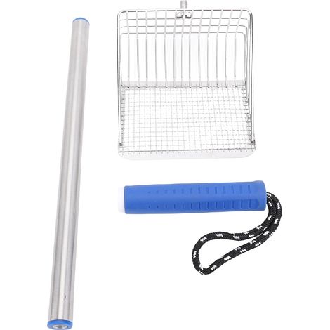 Pala para arena de gatos Toivize de acero inoxidable, mango largo, pala metálica para gatos, apta para areneros y zonas de arena para mascotas, color azul. (1/5)