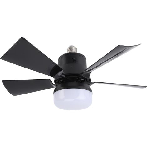 Eosnow Ventilateur de plafond à intensité variable, 3 couleurs, vitesse du vent, minuterie 1H, 2H, 4H, E27, petite lampe avec télécommande, pour chambre à coucher, cuisine, 85 à 265V, noir (1/5)