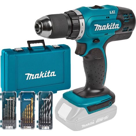 Makita DDF453Z 18v LXT Cordless Drill Driver 13mm Bare + Case + 16 PC Bit Set (1/5)