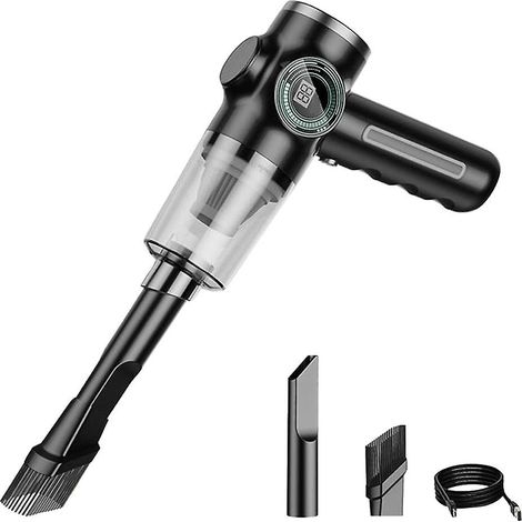 Mini aspirateur portable sans fil 120 W rechargeable pour voiture avec affichage numérique et (1/5)