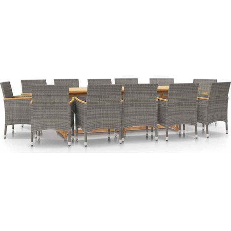 Maison Exclusive - Set da Pranzo per Giardino 13 pz con Cuscini Grigio (1/5)