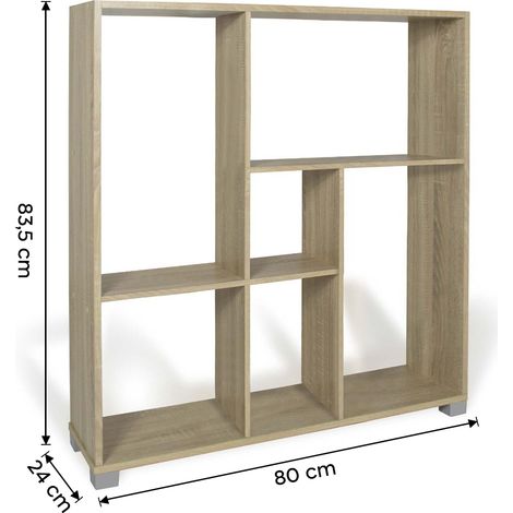 Librería estantes cubos y rectángulos Art.107 Almacenamiento 80x24x83,5H cm Color: Roble