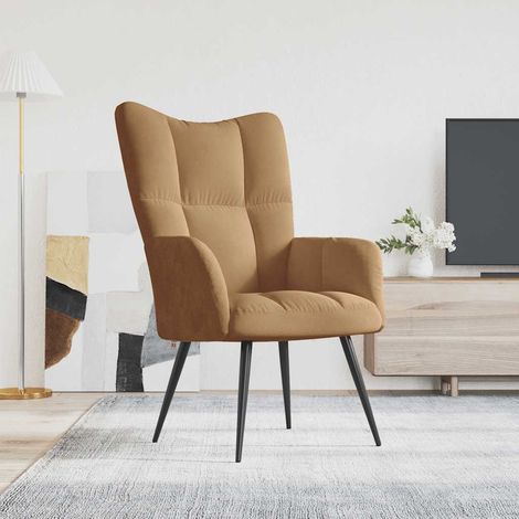 vidaXL Relaxing Chair Brown Velvet