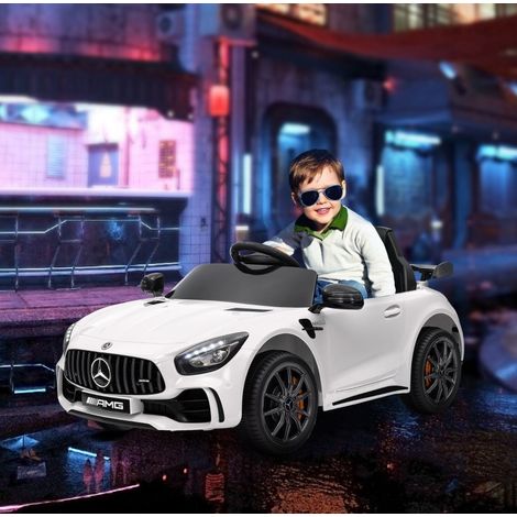 Auto elettrica per bambini AMG GTR 12V con telecomando, luci e musica, bianca DESVIAE (1/5)