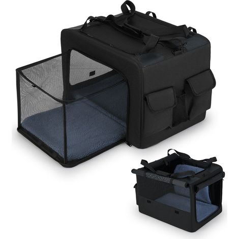 Faltbare transportbox fur haustiere mit zwei offnungen netzkorb 80 x 60 x 42 cm