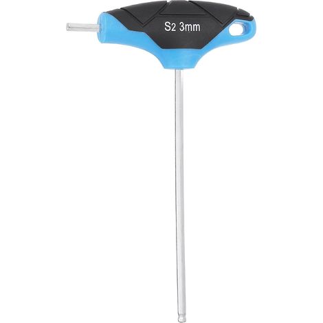 Clé Hexagonale À Bille À Manche En T 3mm Acier S2 Bleu Noir (1/5)
